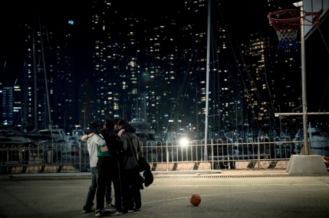 영화 ‘리바운드’에 담긴 해운대 마린시티의 전경. 이 작품은 지난해 4월부터 부산에서 35일 간 촬영한 부산 영화다. 바른손이앤에이 제공