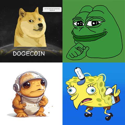 도지코인(DOGE), 페페코인(PEPE), 터보코인(TURBO), 스폰지밥코인(SPONGE) 순. 공식 홈페이지 제공