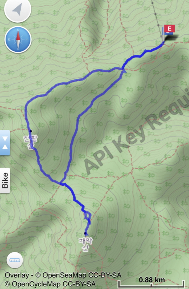 천황산~재약산 실제 이동 경로. 산넘어산 앱 이동거리 캡처