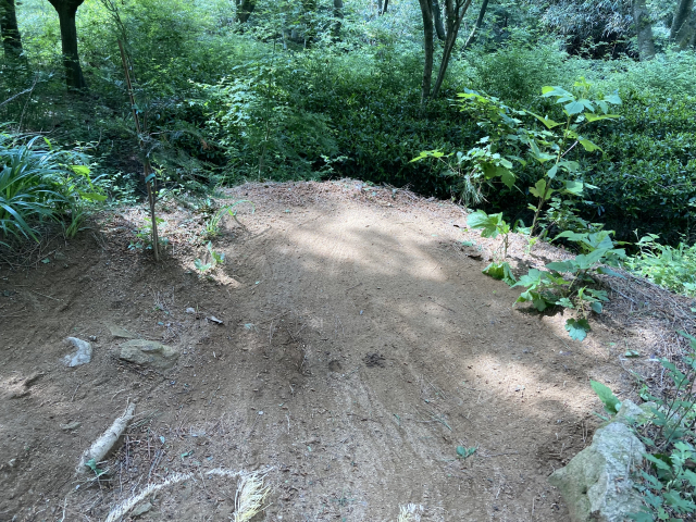 매일 빗자루로 체련 시설 부근을 쓸고 있는 회원과 주민들.