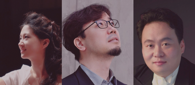 ‘220볼트 아지트’가 마련한 ‘섣부른 여름 카프리치오’ 음악회에 출연할 피아니스트 정희숙, 류트니스트 고종대, 테너 조윤환(사진 왼쪽부터). 220볼트 아지트 제공