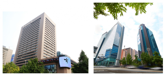 하나은행과 IBK기업은행 등 중국에 진출한 국내 은행들이 지난해 수십억 원의 '과태료 폭탄'을 맞은 것으로 나타났다. 사진은 서울 중구에 위치한 하나은행 본점과 기업은행 본점. 각사 제공.