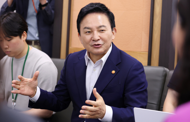 원희룡 국토교통부 장관이 3일 오전 세종시 정부세종청사에서 열린 출입기자단 간담회에서 발언하고 있다. 연합뉴스