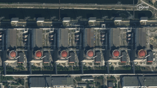 미국 위성기업인 플래닛 랩스가 제공한 자포리자 원전 사진. AP연합뉴스