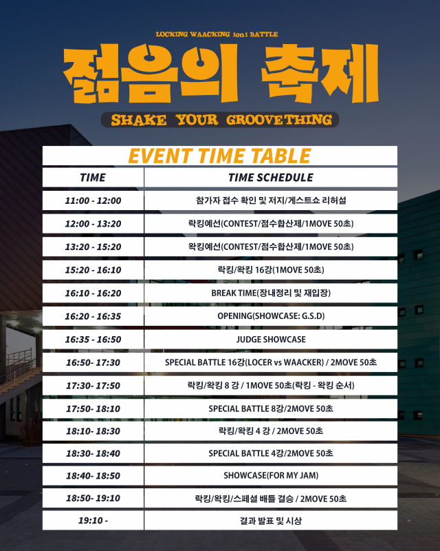 2023년 부산예술회관 기획 ‘제12회 젊음의 축제’ 타임 테이블. 부산예총 제공