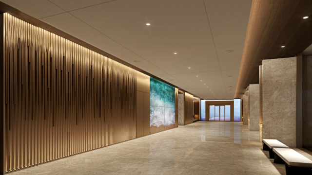 개장을 준비 중인 ‘윈덤 그랜드 부산’의 로비 전경. 윈덤 그랜드 부산 제공