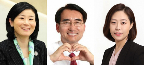 왼쪽부터 김희정 전 의원, 황규필 미디어전략TF국장, 서지영 총무국장.