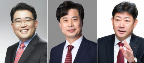 왼쪽부터 김영중 전 조직국장, 차주목 전 경남도당 사무처장, 김범준 전 부산시 서울본부장.