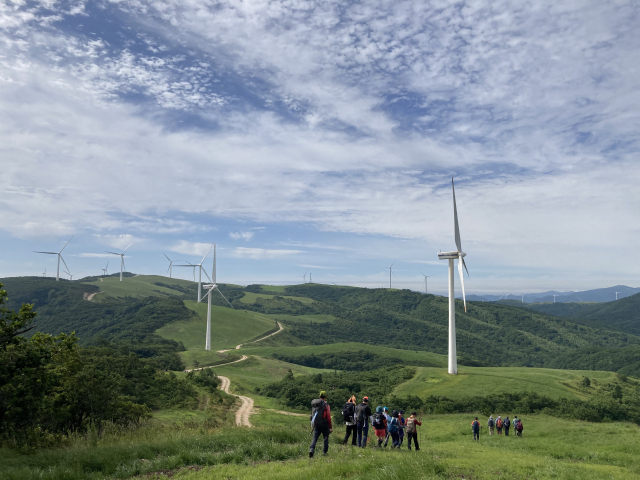 이국적인 풍력발전단지에 도착했다.