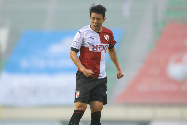 부산아이파크 미드필더 권혁규가 스코틀랜드 명문 셀틱FC로 이적한다. 지난 5월 28일 부산아시아드주경기장에서 열린 충남아산과의 홈경기에서 선제골을 터트린 권혁규. 부산아이파크 제공