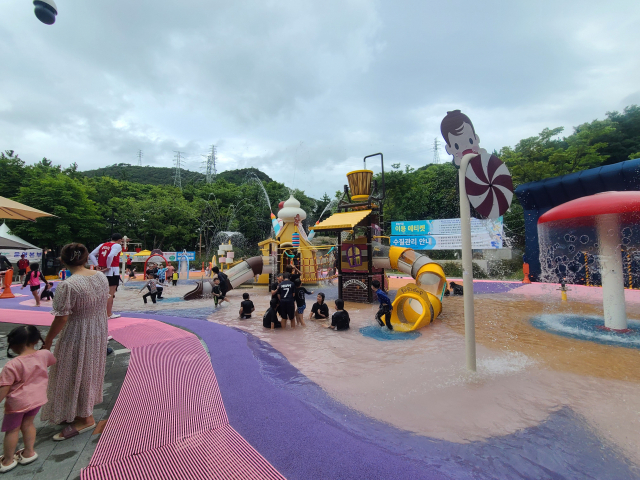 강서구 지사공원 물놀이장. 물놀이장에는 수경이나 구명 조끼는 허용되지만, 물총이나 튜브 등 개인용 물놀이 기구는 금지된다. 물놀이장 안에서 음식을 먹어서도 안 된다. 강서구청 제공