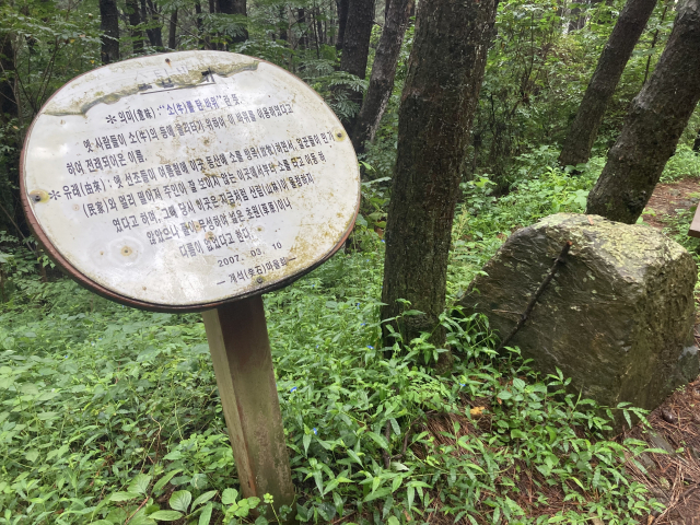 소를 탄 바위 안내문.