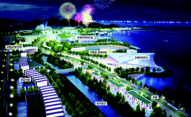 부산이 2030월드엑스포를 유치하면 북항 일대에서 박람회가 열린다. 사진은 북항 일대 예상 조감도. 부산시 제공