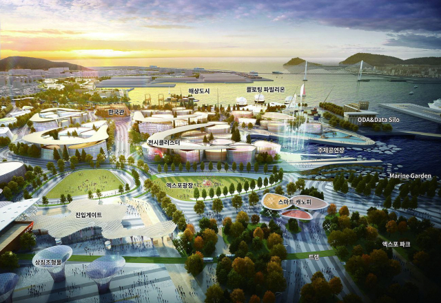 부산이 2030월드엑스포를 유치하면 북항 일대에서 박람회가 열린다. 사진은 북항 일대 예상 조감도. 부산시 제공