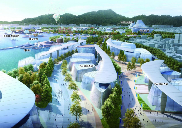 부산이 2030월드엑스포를 유치하면 북항 일대에서 박람회가 열린다. 사진은 북항 일대 예상 조감도. 부산시 제공