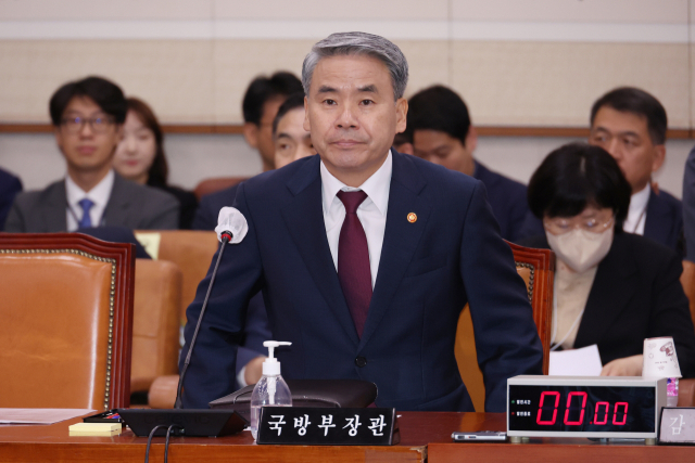 이종섭 국방부 장관이 13일 국회에서 열린 법제사법위원회 전체회의에 출석하고 있다. 연합뉴스