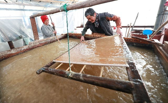 사진은 지리산 자락인 경남 함양군 마천면 창원마을에서 닥나무를 이용해 전통방식으로 한지를 만들고 있는 모습.연합뉴스