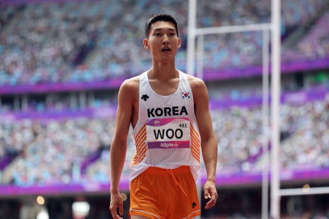 2022 항저우 아시안게임에 출전한 높이뛰기 남자 국가대표 우상혁은 4일 항저우 올림픽 스포츠센터 스타디움에서 열린 경기에 출전했다. 연합뉴스