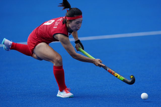 한국 여자 하키 2022항저우 아시안게임 조별리그 경기 모습. 로이터연합뉴스