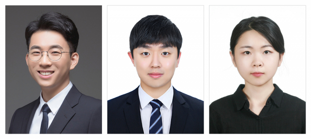 [연구진] 왼쪽부터 이현욱 교수, 제 1저자 김민호 연구원, 제 1저자 김주영 연구원. UNIST 제공