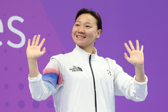 2022 항저우 아시안게임 수영 여자 배영 100m에서 동메달을 이은지. 이은지는 대한체육회 선정 격려상 수상자에 이름을 올렸다. 연합뉴스