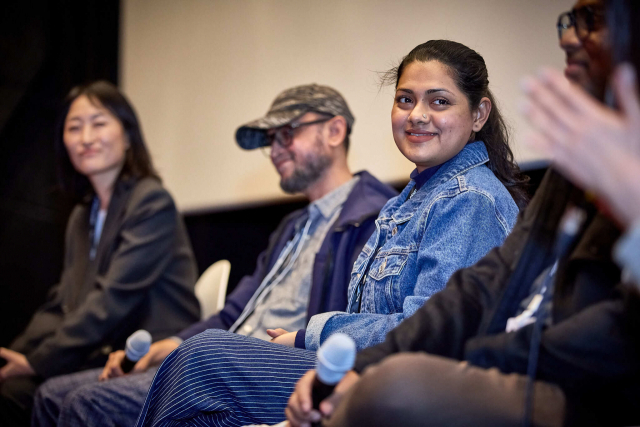 지난 8일 부산국제영화제(BIFF) 관객과의 대화(GV)에 참석한 ‘자서전 비슷한 것’ 누스랏 임로세 티샤 배우(왼쪽에서 세 번째). BIFF 제공