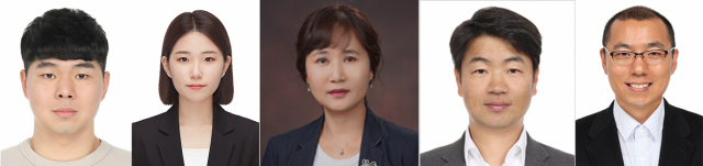 왼쪽부터 박수환 박사과정생, 김규리 석사후연구원, 임선희·조완섭·이종호 교수