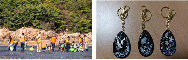 12월 ‘이달의 어촌 여행지’로 인천 중구 포내마을 및 경남 통영 궁항마을이 선정됐다. 왼쪽부터 포내마을 갯벌체험, 궁항마을 실내체험. 해수부 제공