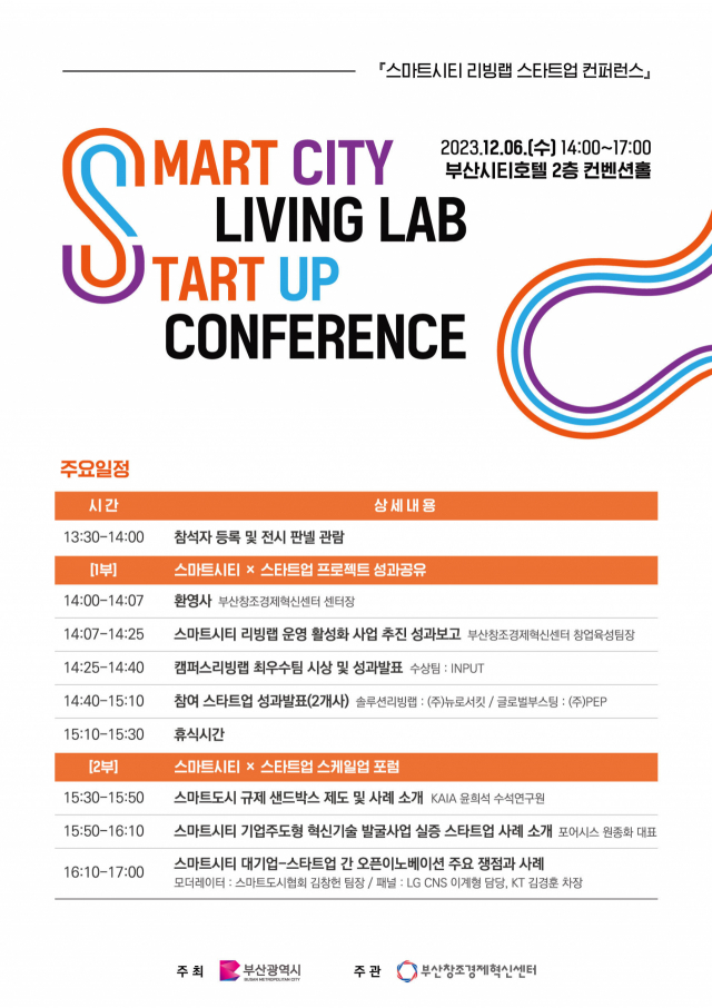 스마트시티 리빙랩 스타트업 콘퍼런스 행사 포스터. 부산창조경제혁신센터 제공