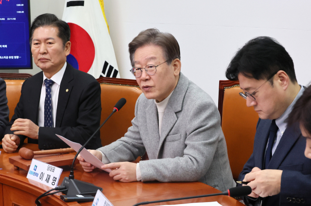더불어민주당 이재명 대표가 6일 국회에서 열린 최고위원회의에서 발언하고 있다. 연합뉴스
