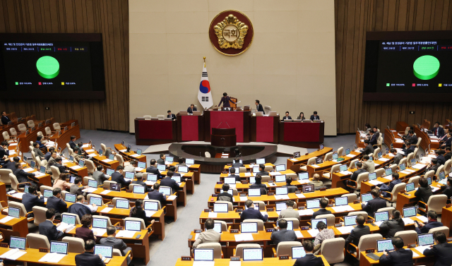 양육책임을 이행하지 않은 부모나 유족이 보상금을 받지 못하도록 하는 ‘선원 구하라법(선원법·어선원재해보험법 개정안)’이 20일 국회를 통과했다. 사진은 이날 본회의 모습. 연합뉴스 제공.