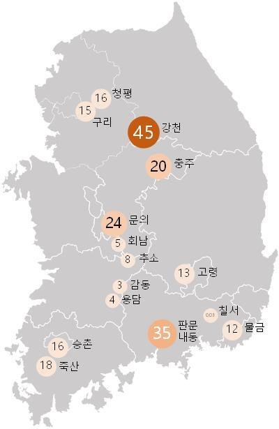 지난해 여름 수생태계 지점별 초미소남세균 비율. 환경부 제공