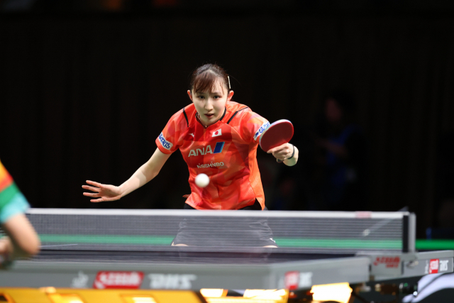 ‘2024 부산세계탁구선수권대회’에서 일본 여자팀을 이끄는 하야타 히나(세계 5위). 부산세계탁구선수권 조직위 제공