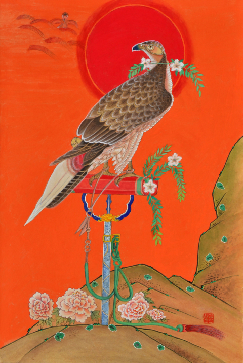 김재춘 작가의 ‘트리플러스와 매’. 타워아트갤러리 제공