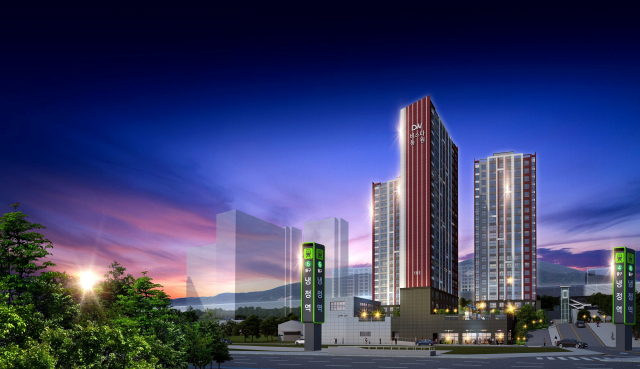 동원개발이 부산 사상구 주례동 213-22번지 일원에 지하 2층~지상 20층 3개 동 규모로 분양하는 ‘냉정역 비스타동원’의 야경 투시도. 동원개발 제공