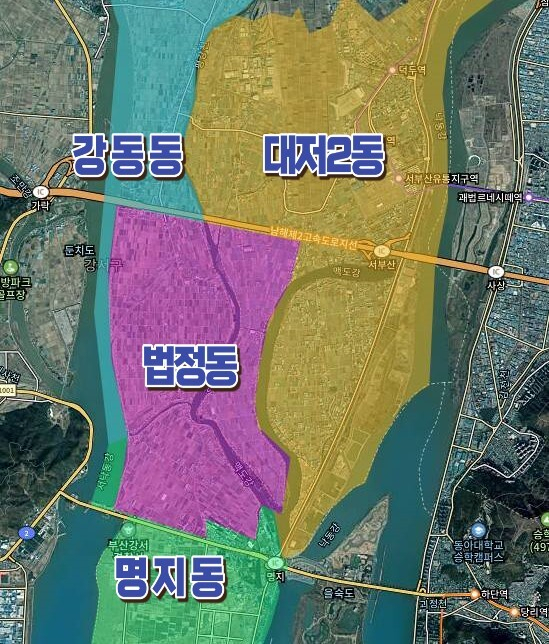 부산 강서구청이 추진하는 에코델타시티 법정동 설치 구역. 강서구청 제공