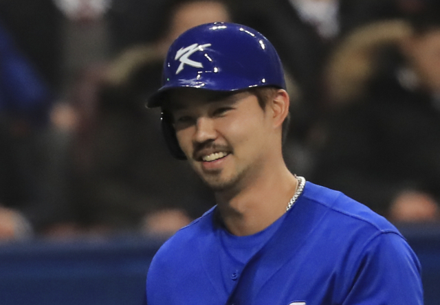 지난 2017년 3월 고척스카이돔에서 열린 월드베이스볼클래식(WBC) 한국 대표팀 대 경찰 야구단 연습경기에 참가한 오재원. 연합뉴스