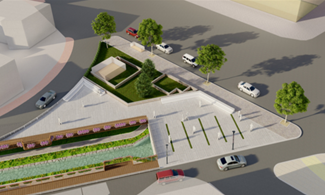 부산 동구 초량천 입구에 버스킹 존 등을 갖춘 광장 조감도. 동구청 제공