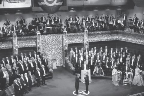 오스미 요시노리 교수가 2016년 노벨 생리학·의학상을 수상하고 있다. 마음친구 제공