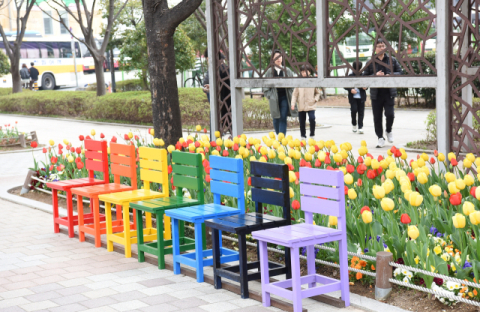 명품가로공원 튤립 포토존
