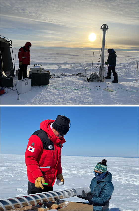 빙하 시추 현장. 극지연구소 제공