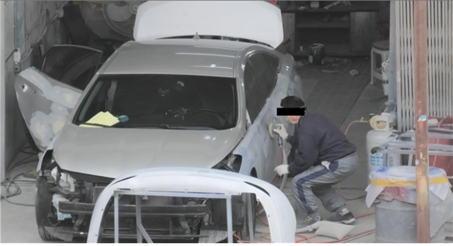 부산시 특별사법경찰과가 미신고 대기배출시설을 설치하고 운영 중인 자동차 정비업체를 적발했다. 부산시 제공