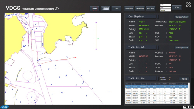 가상데이터생성시스템(VDGS) 화면. KRISO 제공
