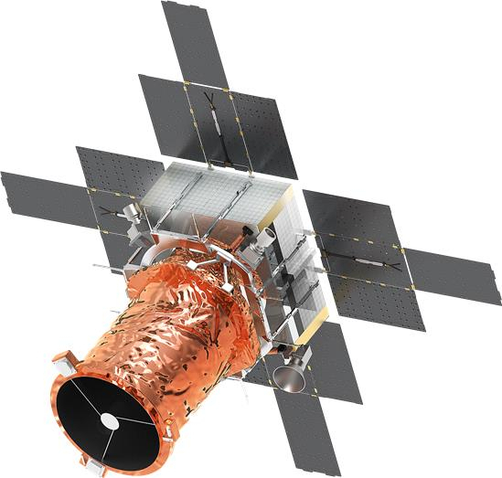 정부가 처음 양산을 위해 개발한 초소형 군집위성 1호기가 24일 뉴질랜드에서 발사돼 우주 궤도에 안착했다. 사진은 초소형 군집위성 모형도. 과기정통부 제공