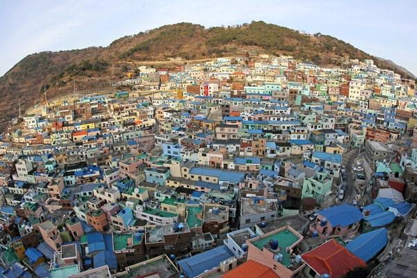 석면으로 제작된 슬레이트 지붕이 즐비한 감천문화마을 일대 모습. 부산일보 DB