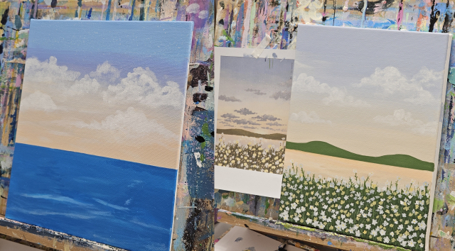 왼쪽이 유정식 씨, 오른쪽이 이이진 씨가 그린 그림. 두 사람 모두 그림을 그려본 경험이 많지 않다고 했는데 결과물은 예쁘게 잘 나왔어. 조경건 부산닷컴 기자