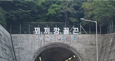 ‘꾀끼깡꼴끈’이 뭐길래… 부산 대연터널 위 괴문자에 ‘시끌’