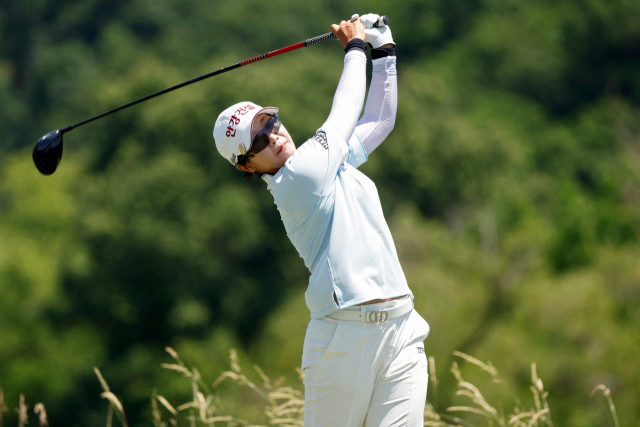 임진희가 2일(한국시간) US여자오픈 3라운드에서 두 번째 티샷을 하고 있다. AFP연합뉴스