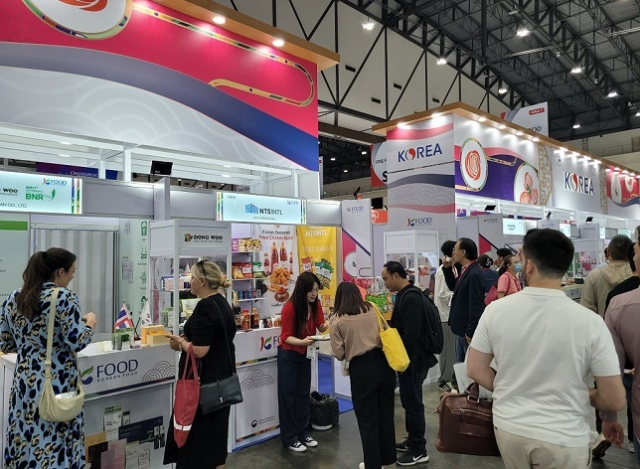 ‘태국 방콕 식품박람회(THAIFEX 2024)’의 통합 한국관 모습. 농수산식품유통공사