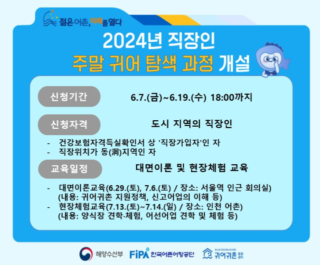 ‘2024년 직장인 주말 귀어 탐색 과정 모집’ 안내 홍보물. 어촌어항공단 제공